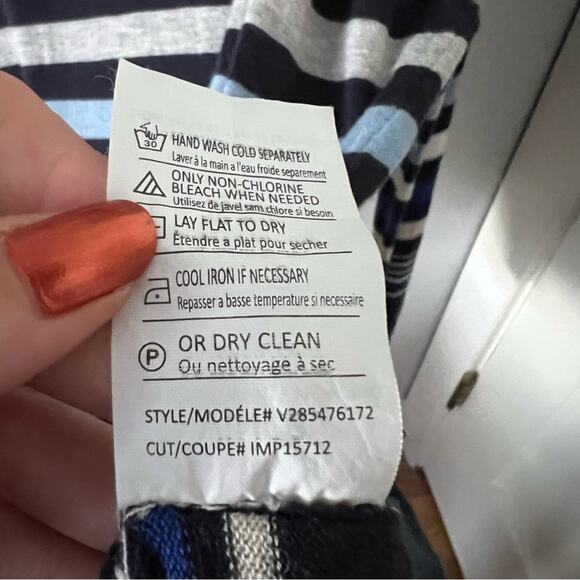 Vince Navy Blue Striped Merino Wool Sweater - Picture 6 of 7